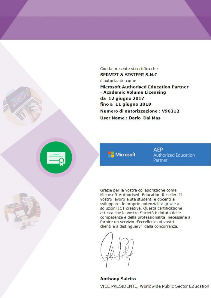 Certificato Microsoft AEP