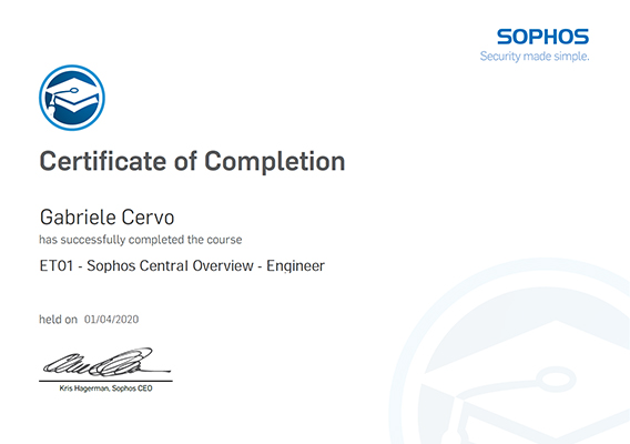 Cervo Sophos Central Engineer