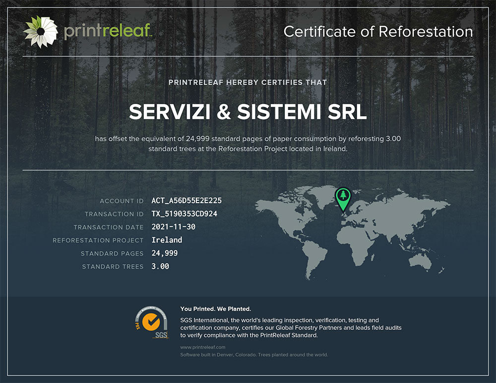 PrintReleaf Certificate